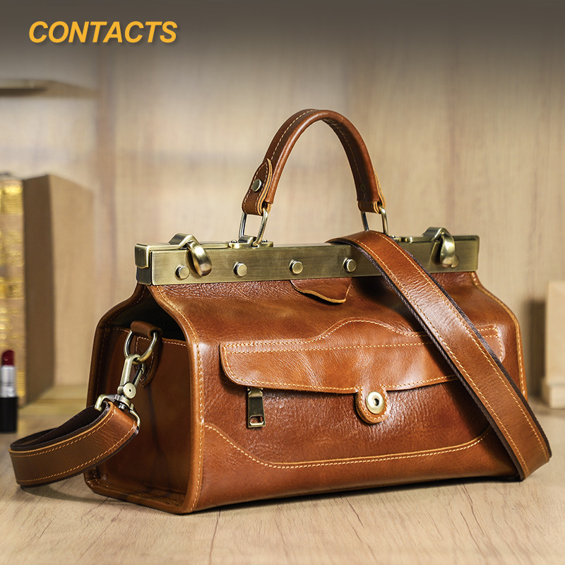 Luxury Bags Leather - Vollnarbiges Lamm-Rindsleder Damenhandtasche mit Mehreren Fächern