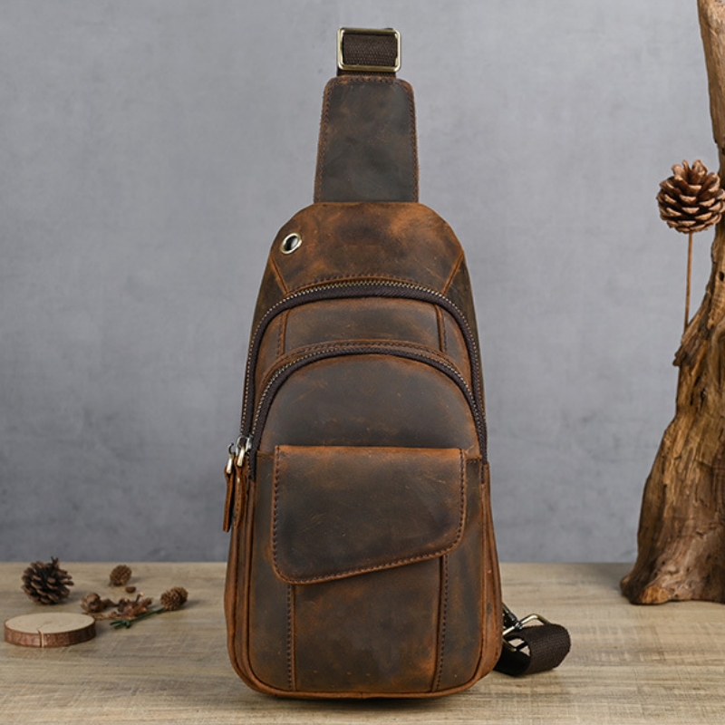 Luxury Bags Leather - Designer Luxus Multifunktions-Herren-Brusttasche Große Kapazität Outdoor