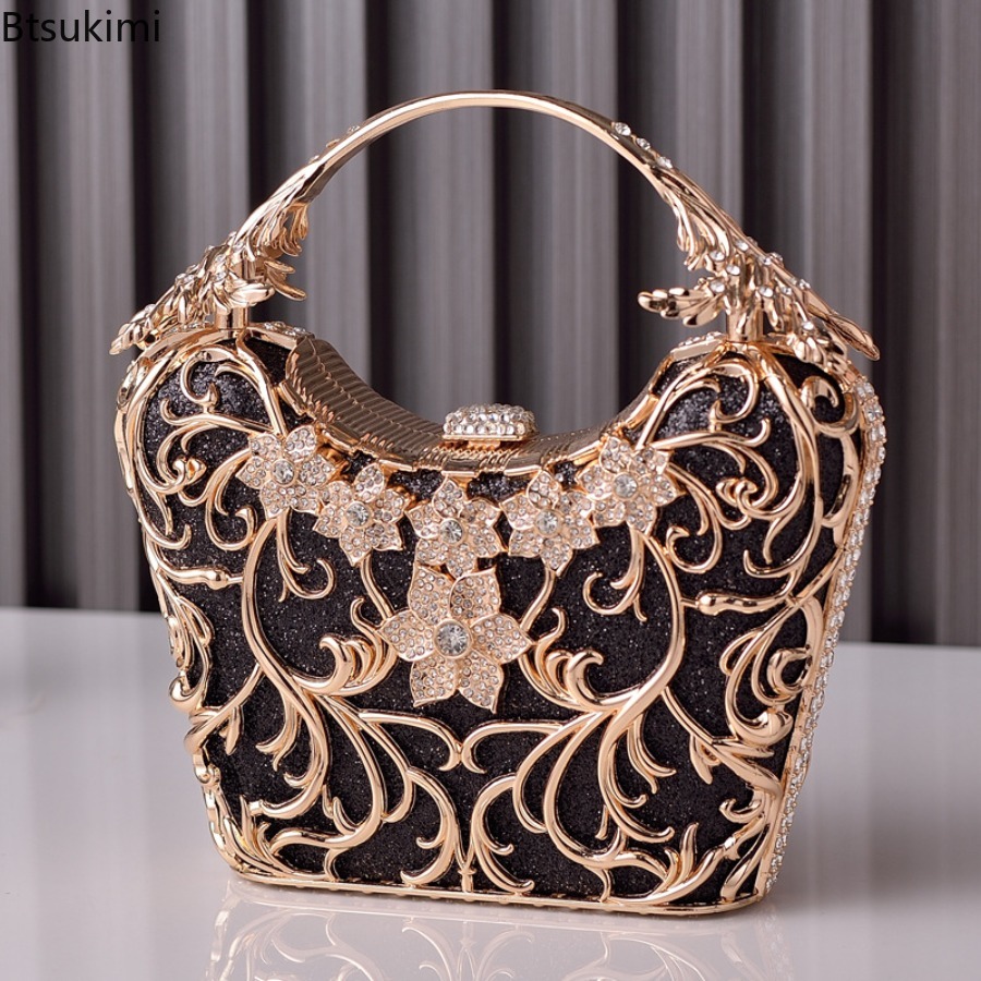 Luxury Bag Collection - Ausgehöhlte Metall-Abendtaschen Damen Mode Glänzende Party-Bankett-Handtaschen