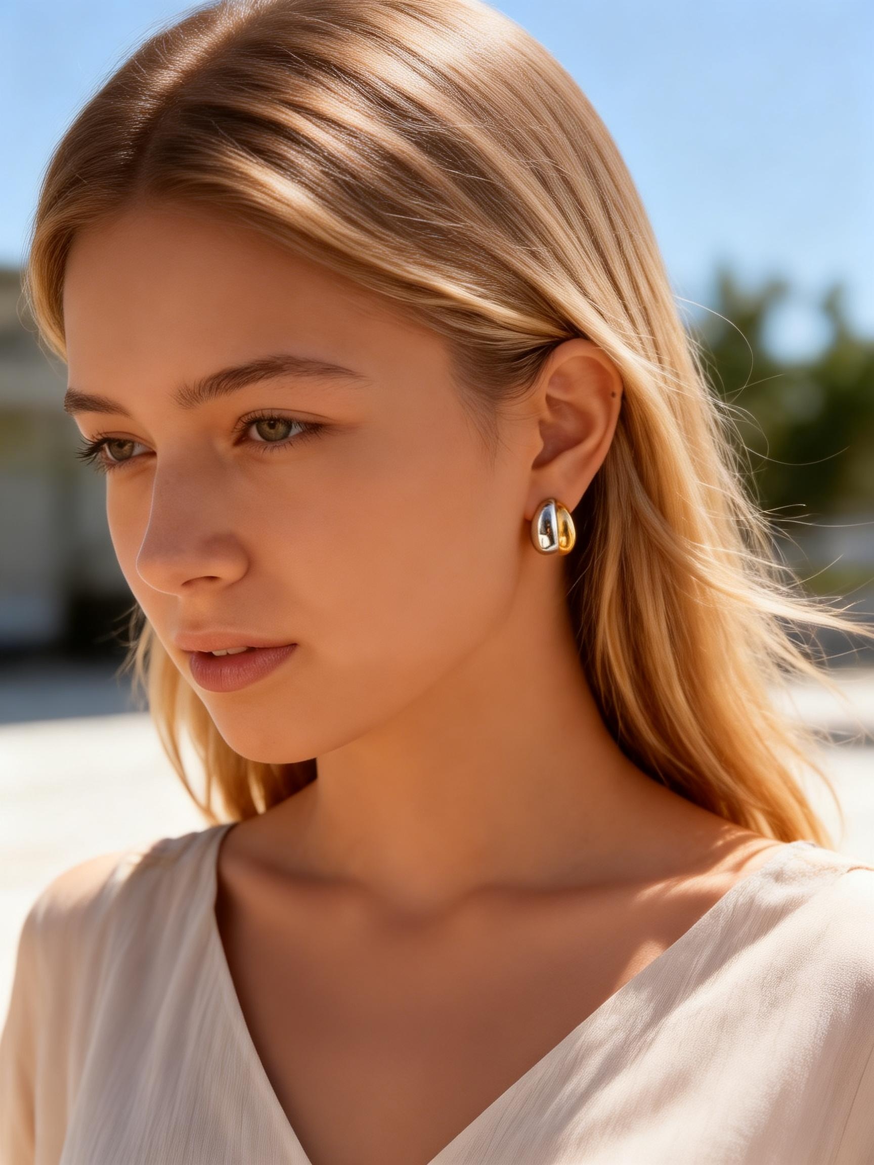 Luxury Bags Dropshipping - Luxuriöse Gold-Silber Edelstahl Tropfenförmige Ohrstecker für