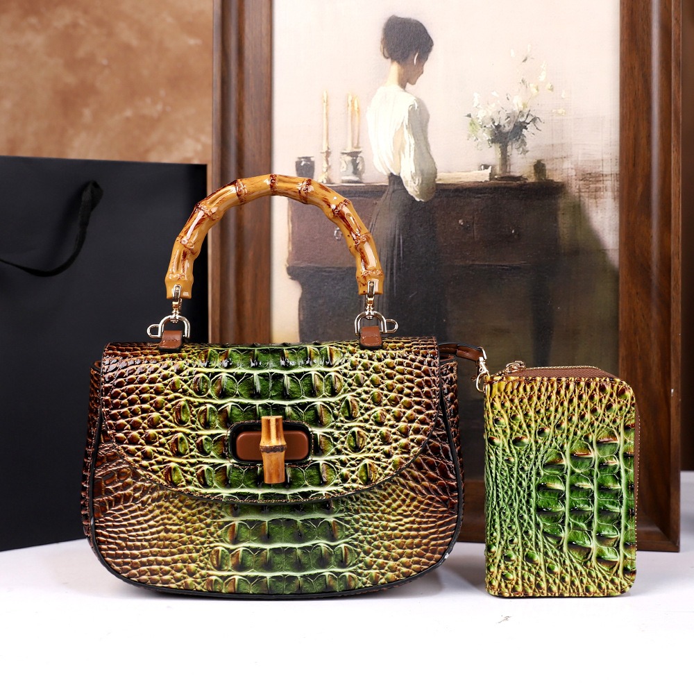 Luxury Bags Lv - 2026 Neue Krokodilleder-Muttertasche Modische Neue Damen-Bambus-Umhängetasche