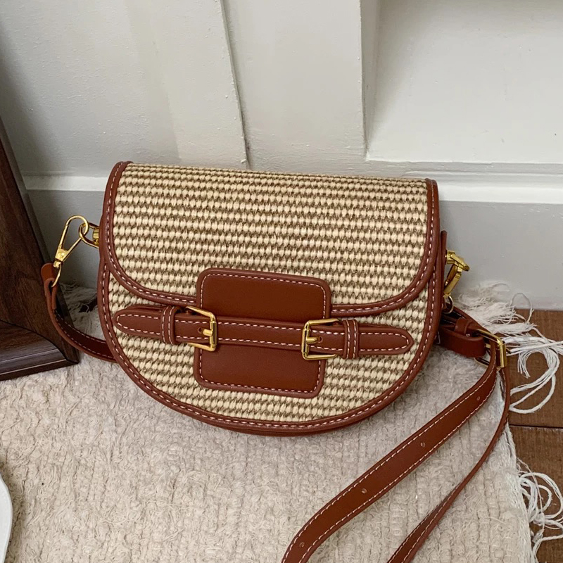 Luxury Bags For Women - Englischer Stil Mini-Strohsatteltaschen für Damen –