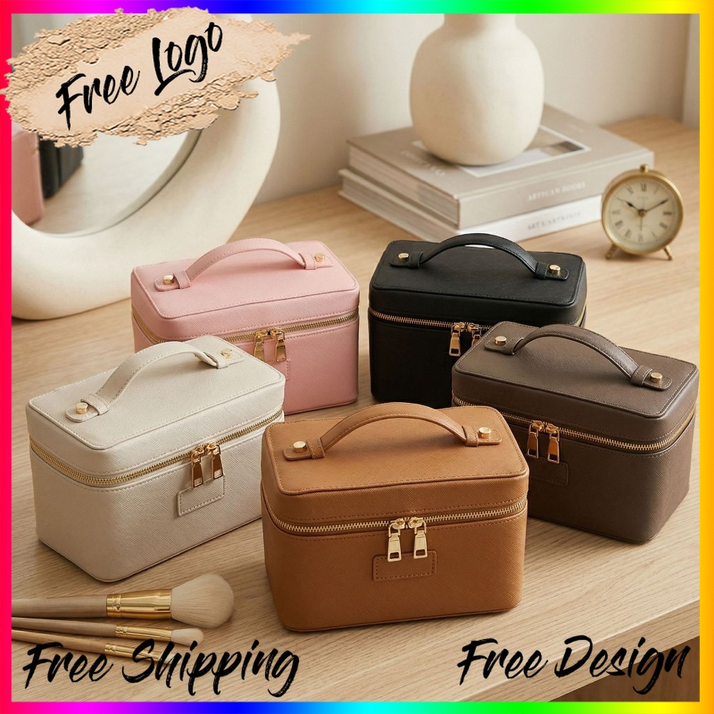 Luxury Bags Leather - Luxuriöse Kosmetiktasche aus Leder mit Straußenmuster,